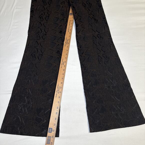 VTG Cache Luxe Pants 10 Trousers Animal Print Black Brown Embossed Wide Leg EUC - Picture 7 of 12